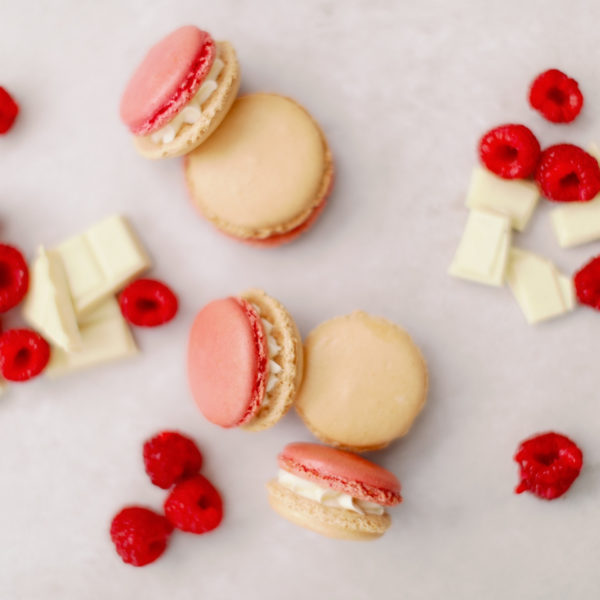 White Chocolate & Raspberry Macarons by Lindsay Pemberton Cakes & Patisserie