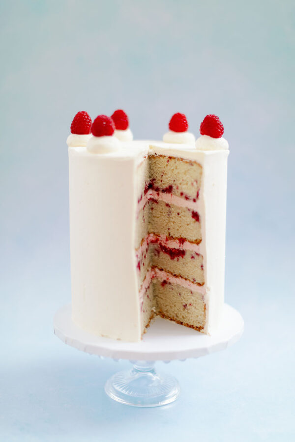 White Chocolate & Raspberry Simply Tasty Buttercream Cake inside
